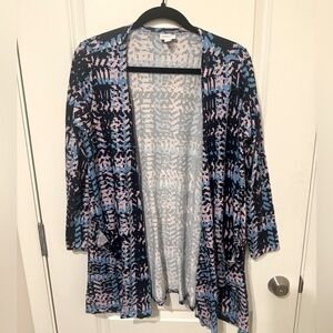 LuLaRoe Caroline Cardigan Blue Pink Black